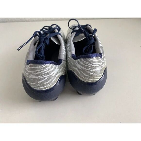 UNDER ARMOUR UA SPOTLIGHT Low Football Cleats Blue Sliver Tiger Stripes Sz 13.5 - Picture 4 of 8